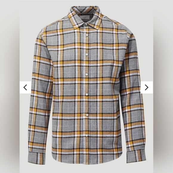 Matalan Easy Grey & Ochre Check Shirt Size M - Picture 5 of 6